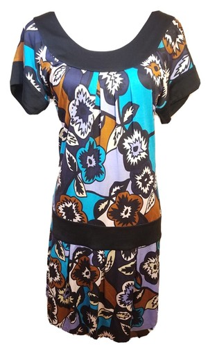 Diane von Furstenberg, Vtg Diane Von Furstenberg Womens Silk Dress Sz 8 Floral Retro Dropped Waist 80s
