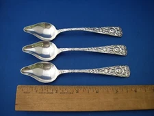 SET OF 3 Durgin REPOUSSE Style Pattern FRUIT SPOONS- 5 1/2 Inch-No Mono