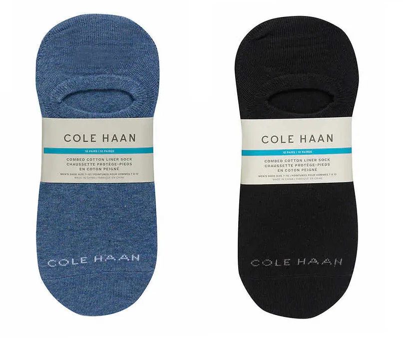 Cole Haan Men's Combed Cotton No-Show Liner Socks 10 Pairs, Fit Shoe Size 7-12
Opens in a new window