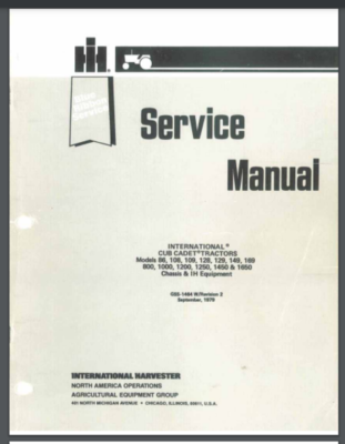 Cub Cadet international service manual Models 86, 108, 109, 128