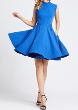 Mac Duggal 48772 Bead Trim Keyhole Back Flare Dress SZ 6 ($278) Royal Blue