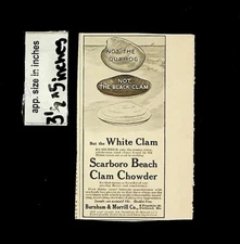 1906 Scarboro Beach Clam Chowder Quahog White Clam Vintage Print Ad 13731