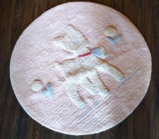 Darling Vintage 1950's Pink Chenille Lamb Design Children's Round Rug by Dalton
