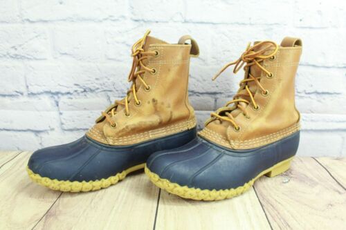 LL Bean Women's Multicolor Leather 8" Lace Up Unlined Ankle Duck Boots Sz 7 Wide - Picture 2 of 11