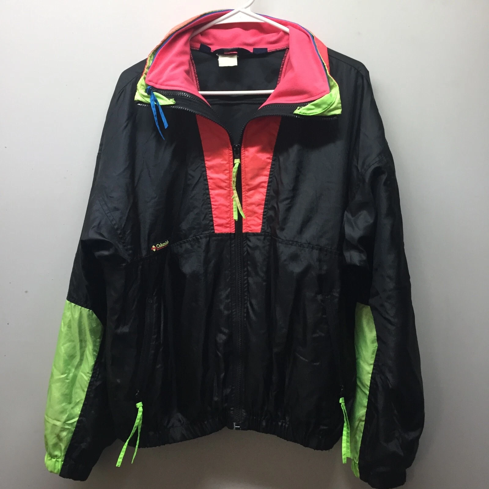 Vtg Columbia Intertrainer 2 in 1 Jacket & Fleece Neon Colorblock 80s,90s Medium