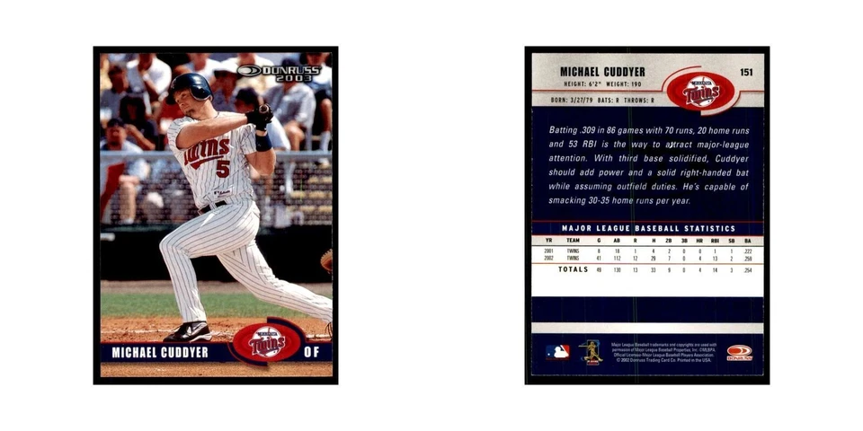 2003 Donruss Michael Cuddyer Baseball Cards #151 - Image 3 of 3