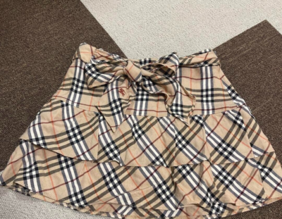 Burberry Blue Label Nova Plaid 2 tier Mini Skirt Beige Size-36