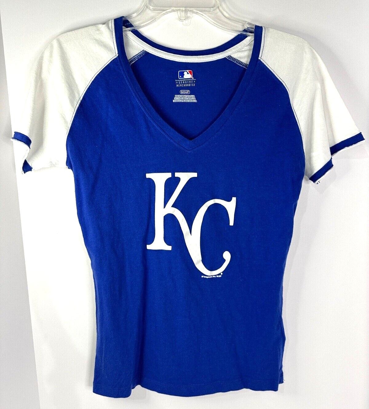 Cute KC Royals Blue Women's Adult Small V-Neck Fan Gear T-shirt