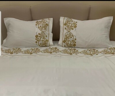 King Size Kompletter Bettbezug Set 100% Baumwollsatin 600 Fäden Stickerei