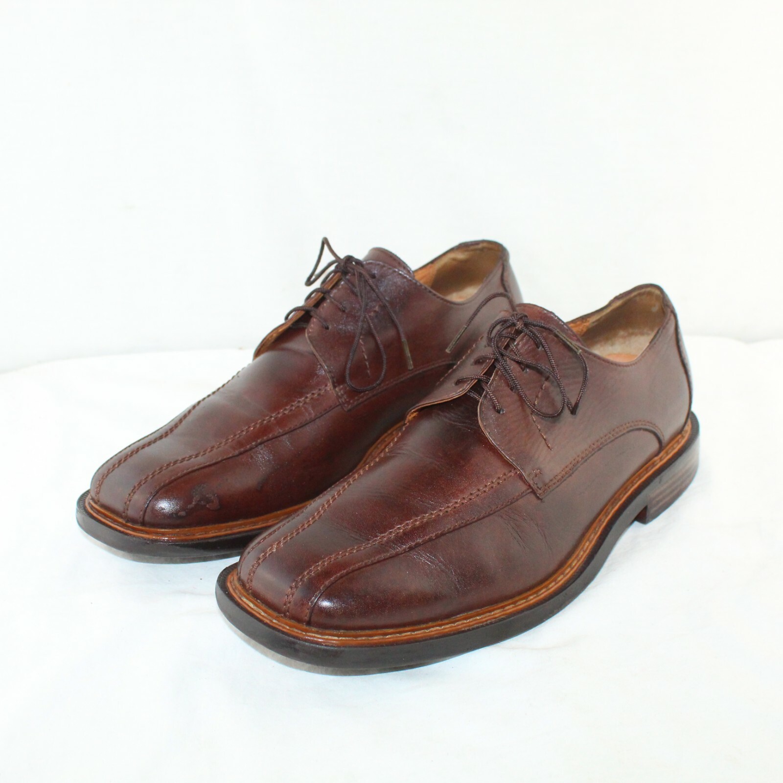 SAOLA SKECHERS scarpe da uomo in pelle marrone scuro con lacci taglia 10 5 medie