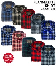 Mens Flannelette Long Sleeve Shirt 100 Cotton M,L,XL,2XL,3XL,4XL,5XL