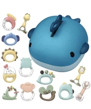 0-6-9-12 Months Baby Rattles Toys Set, Infant Grab N Shake,Sensory Teether