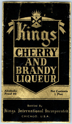 1920s-30s King's Cherry & Brandy Liqueur Chicago Label WL3