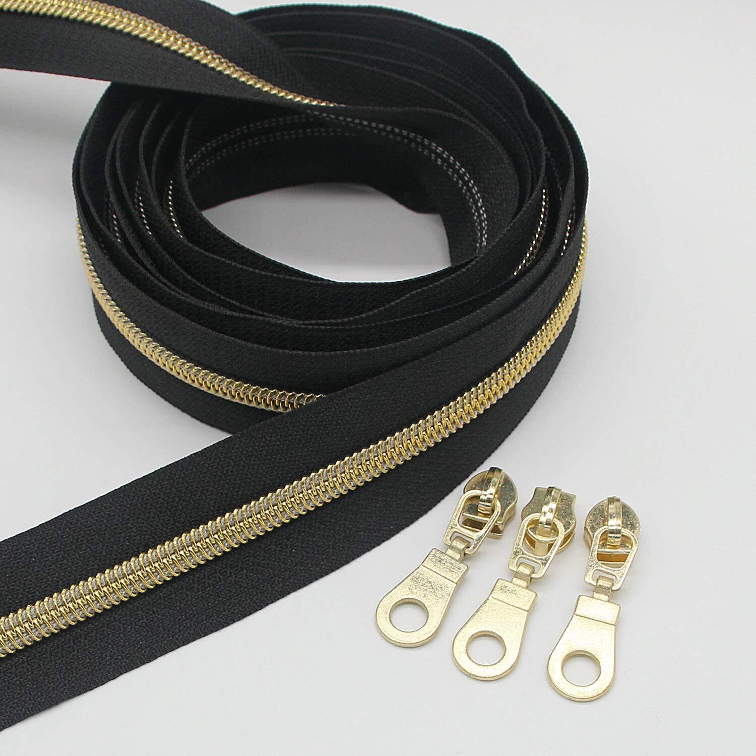 50PCS #5 Mental Gold Pulls for Nylon Coil Zippers Gun Metal Zipper Sliders fo...