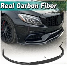 For Mercedes Benz W205 C205 C63 AMG 2015-2021 REAL Carbon Fiber Front Bumper Lip