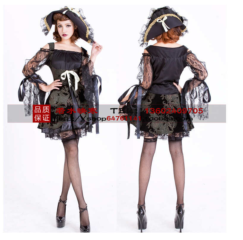Lady Fancy Dress Pirate Deluxe Costume Party Dress SIZE 8-10 UK
