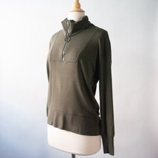 Lou Grey Signaturesoft Quarter Zip Sweatshirt Top in Olive/Army Green XS