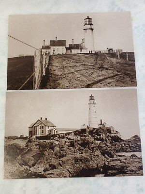 2 Massachusetts Lighthouse Photo Postcards- Leib Archives- Boston & Truro