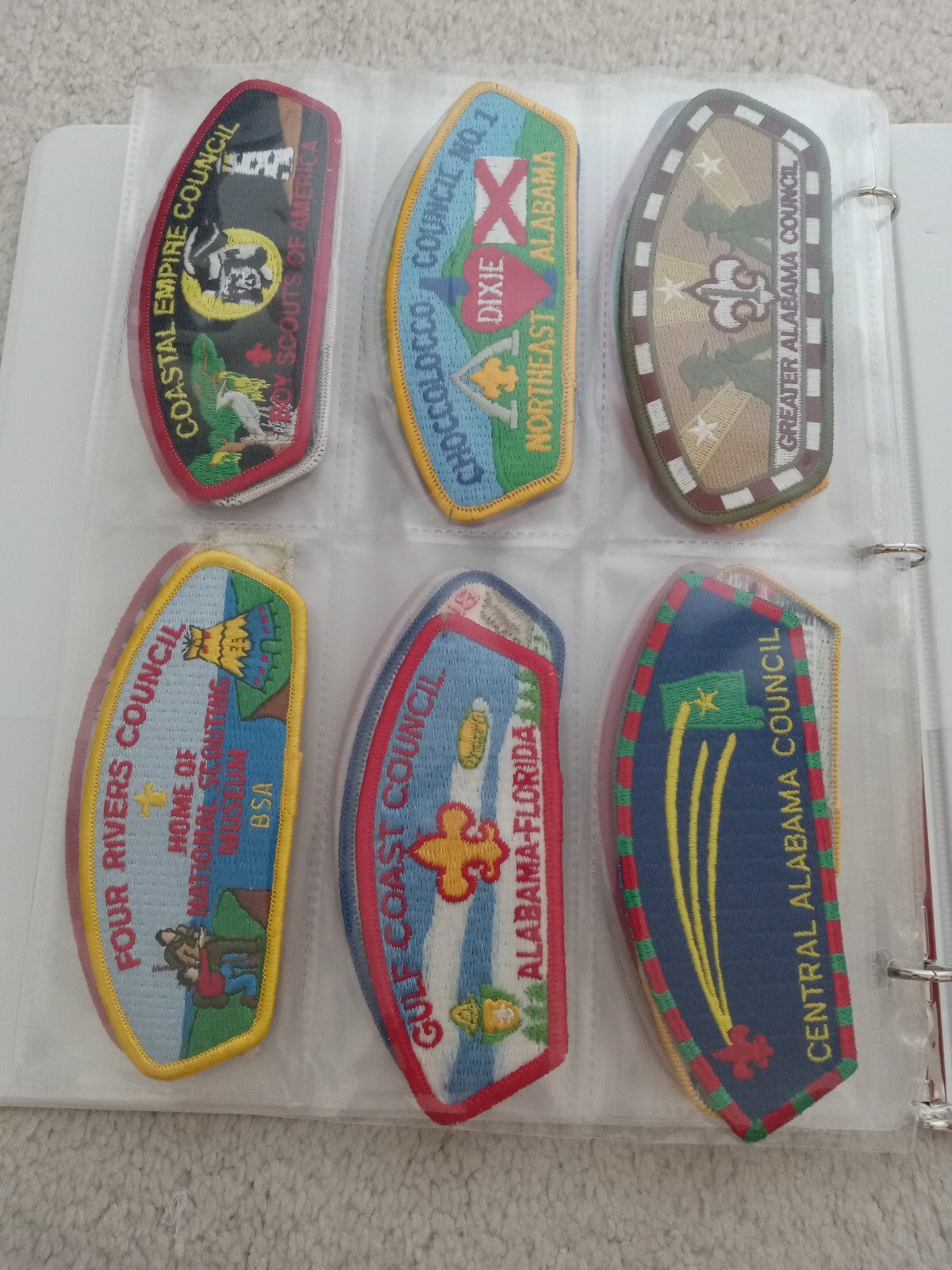 Boy Scout Council Strip Patch Collection Vintage (48 + nice binder ...