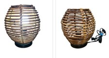 Vintage 2003 Table Lamp 10 In Bamboo Natural Rattan Wicker Boho Retro Farmhouse