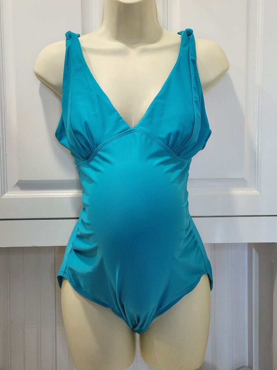 Old Navy Maternity Aquamarine Twist Strap One Piece Swimsuit NEW