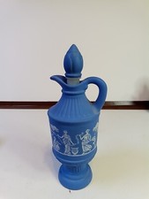 Vintage AVON SKIN SO SOFT BATH OIL Decanter Aqua/Bisque Rare Grecian Empty Retro