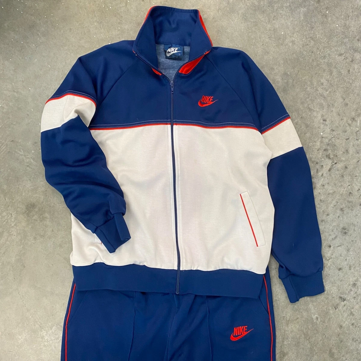 Compasión Banco de iglesia desencadenar VTG 80s Blue Tag Nike Full Track Suit Color Block USA Sportswear Mini  Swoosh | eBay