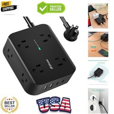 Power Strip Surge Protector - Flat Plug, Wall Mount, 6FT Extension Cord with ...