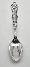 VTG R Wallace & Sons VIOLET Sterling Silver Sugar Spoon Art Nouveau Aries Zodiac