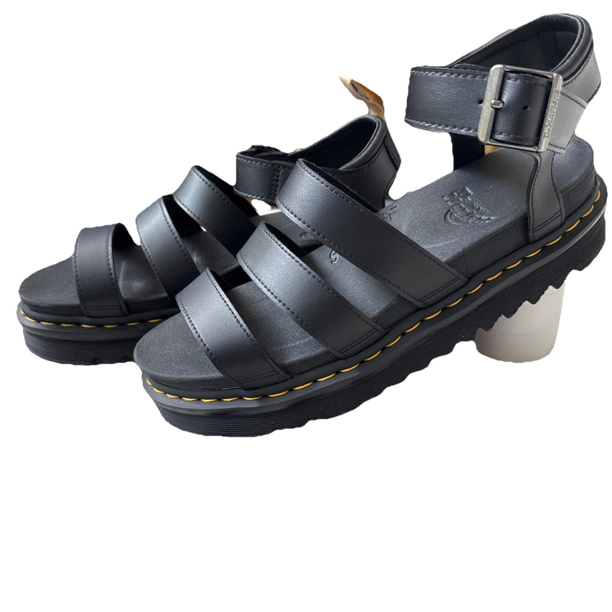 Brand New Dr Martens Blaire Black Hydro Leather Sandals 