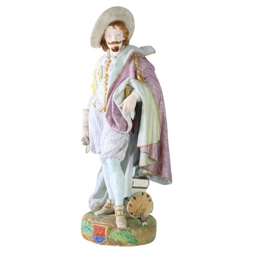 Large 21" French Paul Duboy Bisque Porcelain Polychromed Scholar Figure c1890