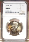 1958 FRANKLIN HALF DOLLAR NGC MS66 458006 - NICELY TONED