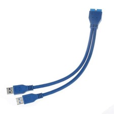 Dual Port USB 3.0 a Male to 20 Pin Male Motherboard Extension Cable Adapter 5Gbp