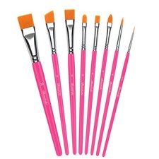 Pink Professional Face Paint Brushes Set For Acrylic Watercolor Oil 8 PCS