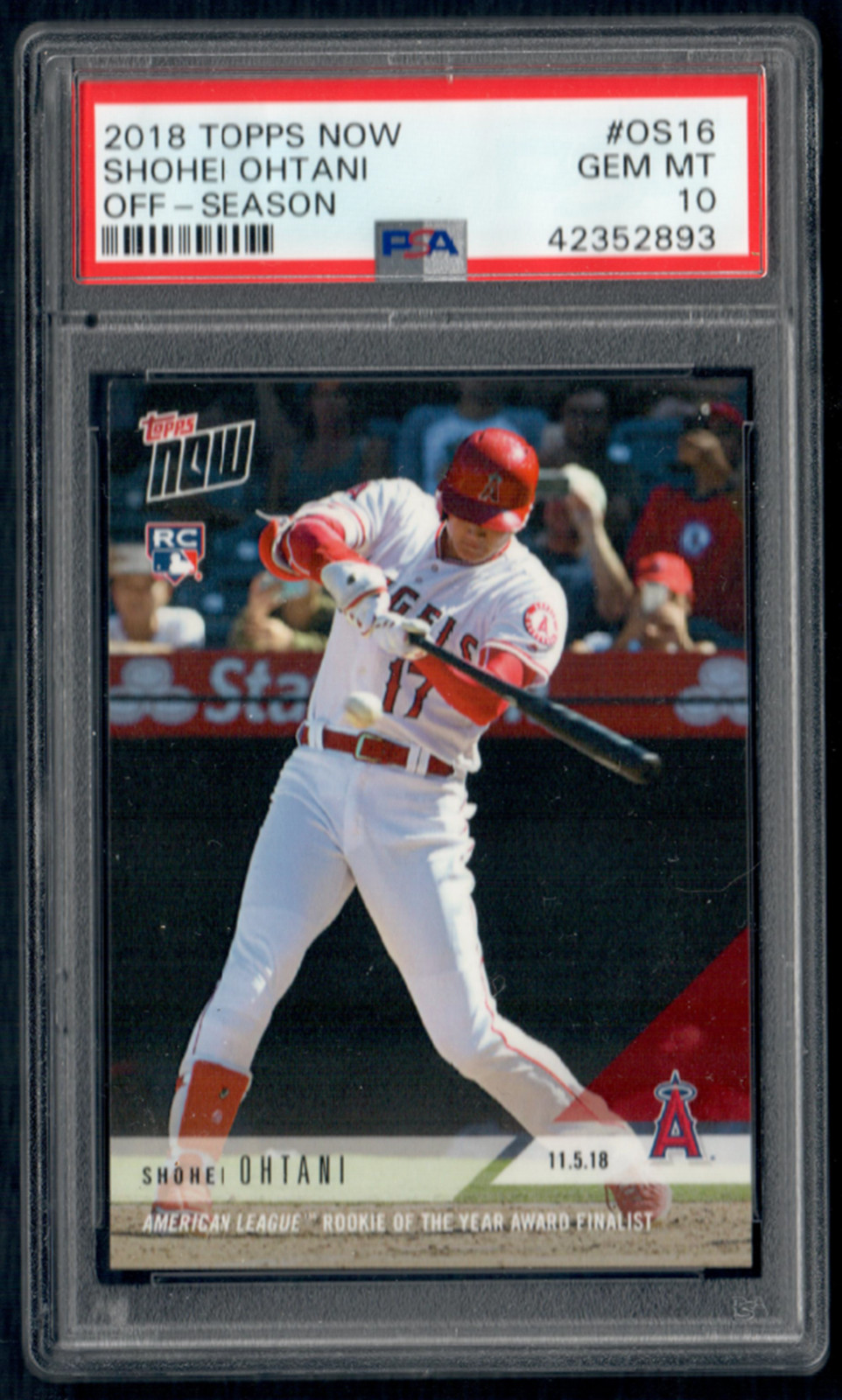 2018 Topps NOW Off-Season #OS16 Shohei Ohtani PSA 10 Angels RC