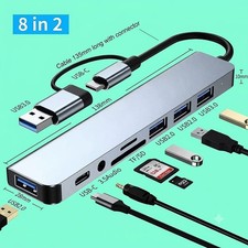 8-in-1 USB Type-C Hub Docking Station with Audio Jack Micro SD Adapter