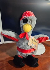Think Dog by Delca Pirate Chicken Plush Dog Toy Tug Toss Fetch NEW Gray Red