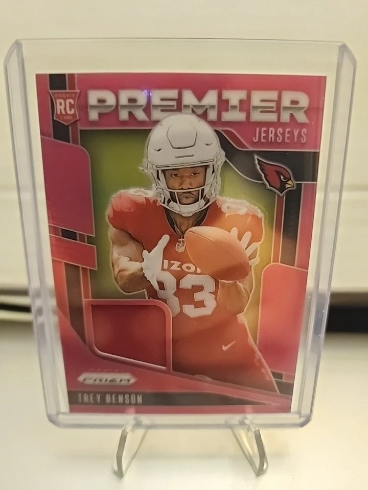 2024 Prizm Premier Jerseys Pink Prizm Trey Benson Rookie Patch RC Cardinals