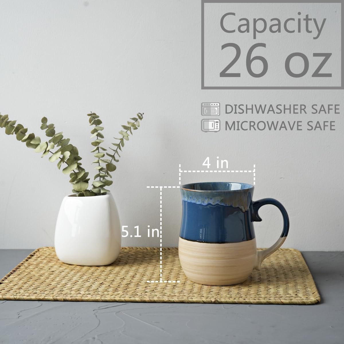 Extra Large Ceramic Coffee Mug, 26 Oz, Dishwasher and Microwave Safe, Big  Oversi