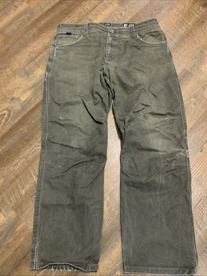 Kuhl Free Rydr Pants Mens 38x30 Brown/Green Vintage Patina Dye Articulated Knees