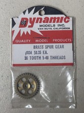 NOS Dynamic Models Brass Spur Gear 834, 36T 5-40 Threads 1/24 1/32 Slot Car