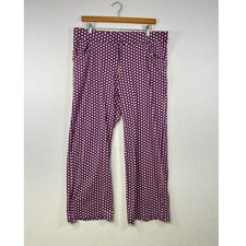 Women's Large Purple Pink Floral Print Wide Leg Lounge Pants 100 Cotton