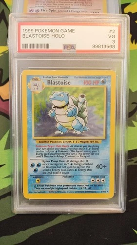 Blastoise PSA 3 VG Base Set Holo 2/102 1999 Vintage Pokemon