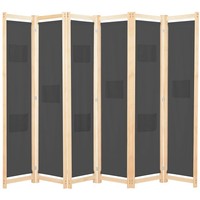 Vidaxl 6-Teiliger Raumteiler Grau 240 X 170 X 4 Cm Stoff Neu