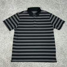 Nike Golf Polo Shirt Mens XL Black White Stripe Dri-Fit Golf Performance Top