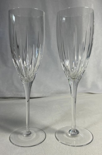 2er Set Rogaska SOHO Klar Kristall 9" Geriffelt Sektgläser Vertikalschliff