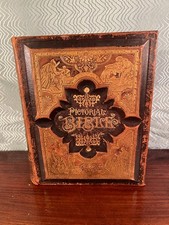 Antique 1892 Leather Family Pictorial Holy Bible w/ Family photos - Moler Family