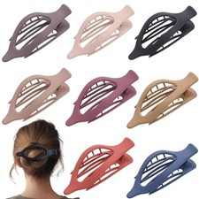 8 Pack Flat Hair Clips for Women,Matte No Crease Flat Claw Clips, Large Strong H