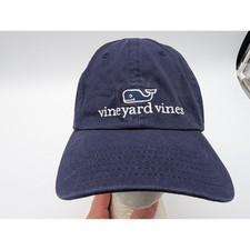 Vineyard Vines Mens Navy Blue Whale Logo Cotton Adjustable Baseball Hat Cap