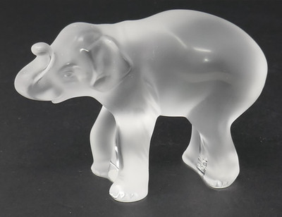 Lalique Frosted Crystal Timora Baby Elephant Figurine 1179200